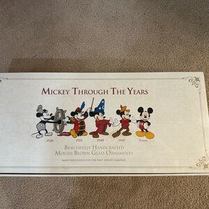 Disney Mickey Through The Years Mouth Blown Glass Ornaments